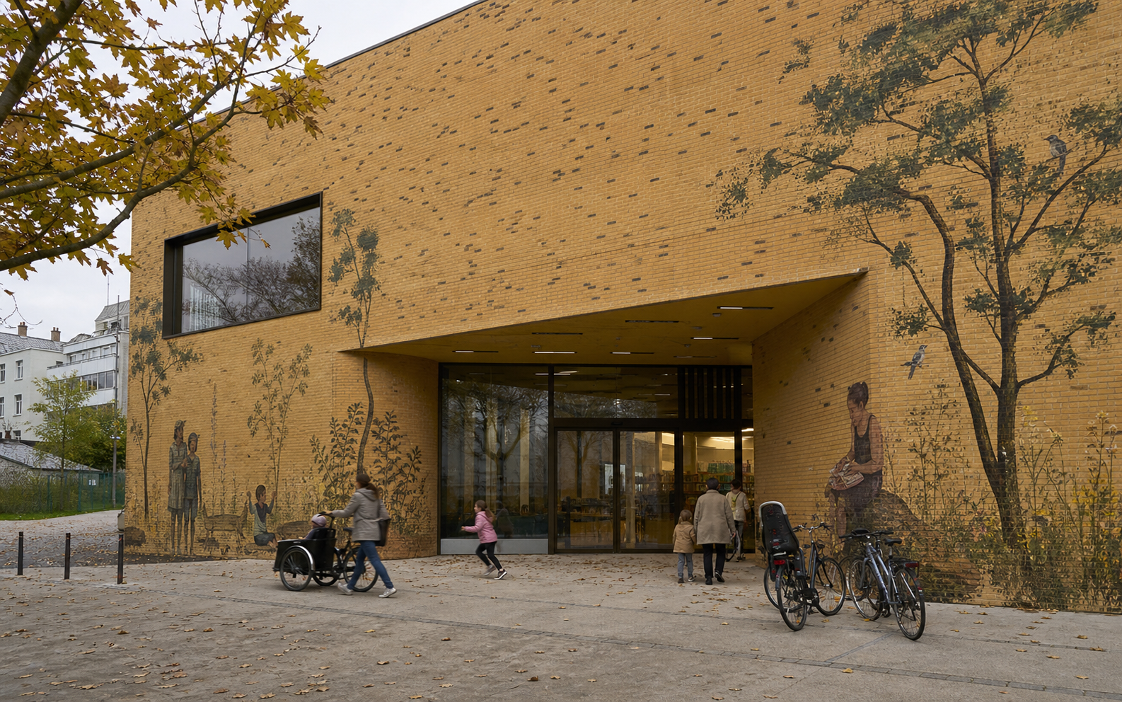 Bibliothèque nantaise habillée d'une fresque